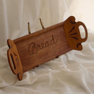 Vintage Carved Wood Bread Tray Script Lettering | Farmhouse Kitchen Serving Tray | Bread Board | Hostess Housewarming Gift |Rustic Wood Tray 
