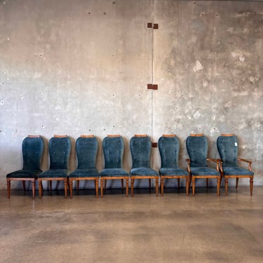 Set of Eight Burlwood Dining Chairs - Six Side Chairs & Two Arm Chairs