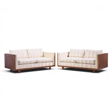 Milo Baughman for Thayer Coggin Style Mid Century Rosewood Case Loveseat Sofa - Pair - mcm 