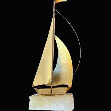 Mid-Century Modern Brass Sailboat Sculpture