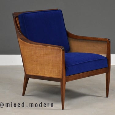 Kipp Stewart for Directional Walnut and Cane Lounge Chair 