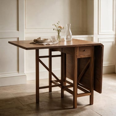 Walnut Drop Leaf Console Dining Table