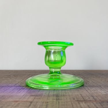 Vintage Uranium Depression Glass Candlestick 