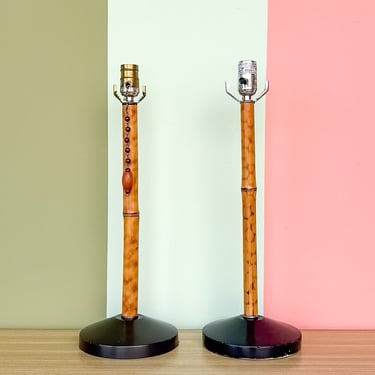 Pair of Tortoiseshell Bamboo Lamps