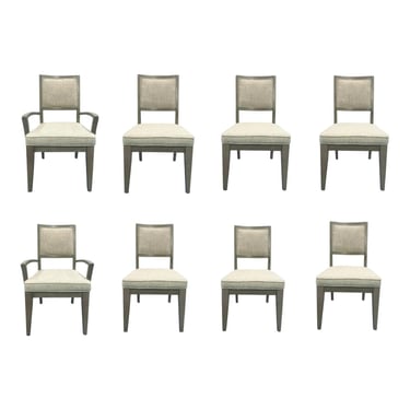 Modern Greige Wood Casual Dining Chairs Set of 8