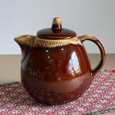 Vintage Hull Brown Drip Teapot (5 Cups) Oven Proof USA. Farmhouse Kitchen Pottery Decor Autumn/Fall Decor 
