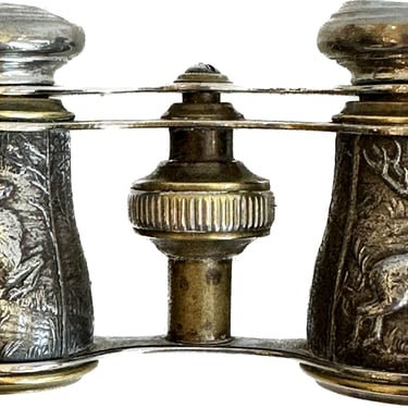 Antique Sportiere Paris Silver on Copper Opera Glasses 