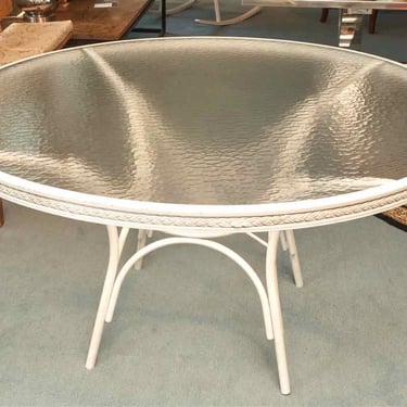 Lloyd Flanders Round Glass Top Outdoor Dining Table