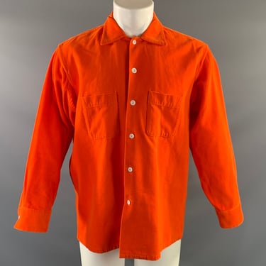 UNUSED Size M Orange Cotton Button Up Long Sleeve Shirt