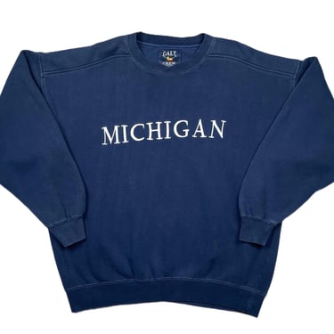 Vintage 90s Galt University of Michigan Wolverines Embroidered College Crewneck Sweatshirt (Large/XL) 