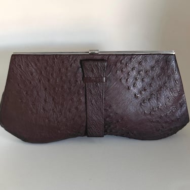Antique Art Deco 1920s -1930s Modernist  Chrome & Ostrich Leather Clutch handbag purse flapper Bauhaus style by BakeliteBa