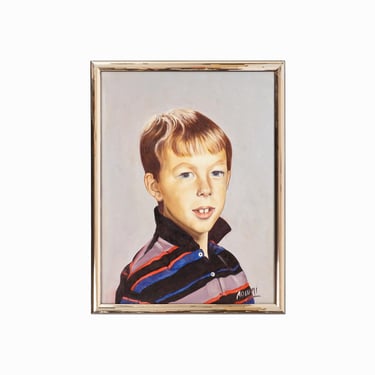 Vintage Oil Painting on Canvas Boy Portrait Aowni 