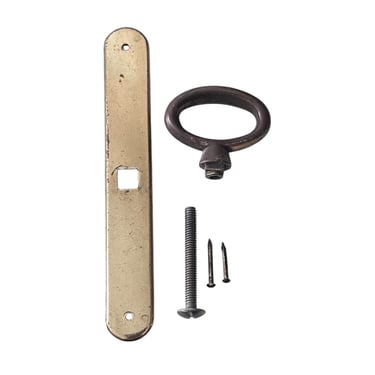 Vintage Brass Cabinet Door Pull for Stanley Furniture - Ring Knob Handle with Backplate KBC N15682 China Hutch Armoire Replacement Hardware 
