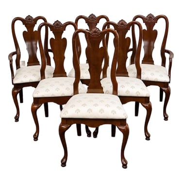Late 20th Century American Drew Georgian Cherry Dining Chairs - Set of 6 