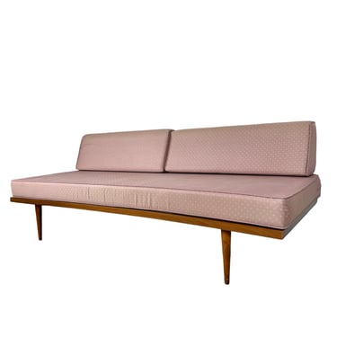 Vintage Mid Century Sofa Daybed | Pink Platform Couch | 1950s 1960s Modern Furniture 