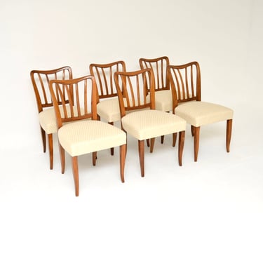 Set of Six Vintage Italian Midcentury Walnut Dining Chairs