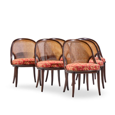 Widdicomb Mid Century Camel Back Cane and Mahogany Dining Chairs - Set of 6 - mcm 