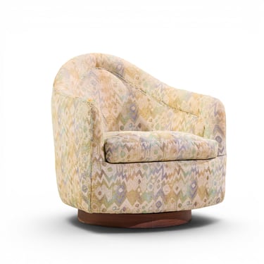 Milo Baughman for Thayer Coggin Mid Century Walnut Base Swivel Lounge Chair - mcm 