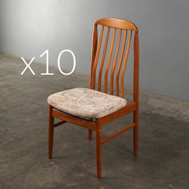 Set of 10 Vintage Teak Danish Modern Dining Chairs - Benny Linden 