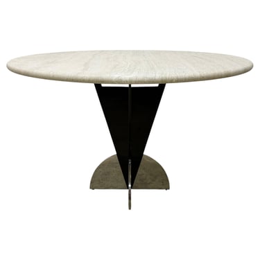 Stanley J Friedman Arrowhead Dining Table With Custom Travertine Top for Brueton