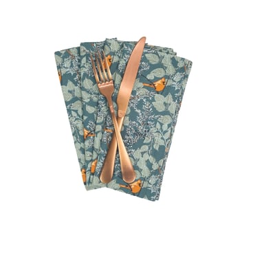 Green Modern Christmas Napkins, Cardinal Cloth Napkins 