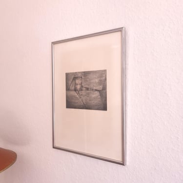 Olle Dahl lithograph black white vintage art print mid century abstract artwork framed Scandinavian wall art 1960s 