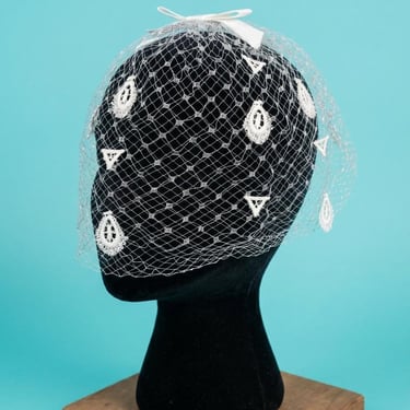 Vintage 1960s Bridal Mini Veil Birdcage Veil With Ribbon Bow 