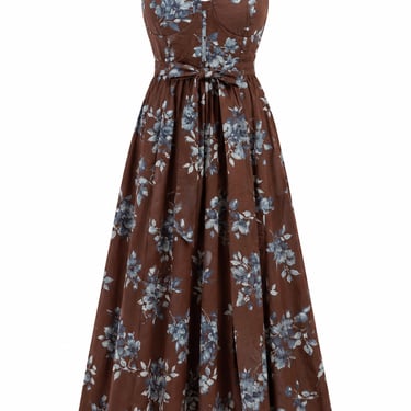 The Brown and Blue Floral Maxi Dress