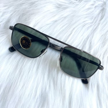 Vintage Dark Silver Square Aviator Sunglasses 