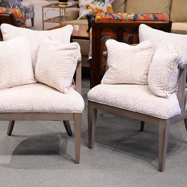 Pair of Gray Barrel Accent Chairs