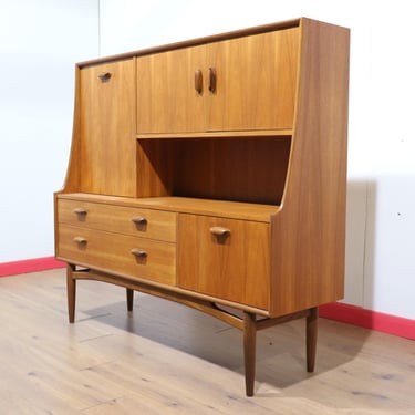Mid Century Modern Vintage Teak Buffet Tall Credenza Sideboard by G Plan Danish Style 