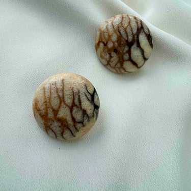Vintage Desert Stone Cream Abstract Design Earrings