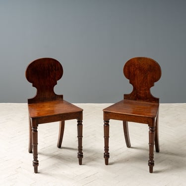 Pair of Antique English Hall Chairs