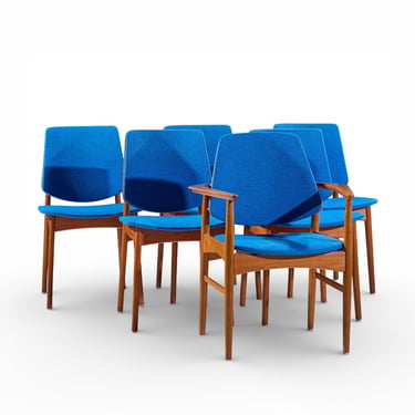 Arne Vodder for Bovirke Mid Century Danish Teak Dining Chairs - Set of 6 - mcm 