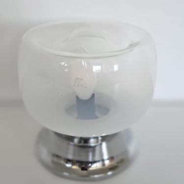 Vintage 80s Space Age Tabke Lamp by EMI Poljčane - Chrome & Frosted Glass Mushroom Light - Mid-Century Modern Yugoslavian Design - Retro 