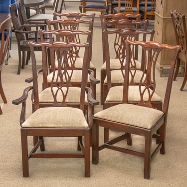 Set of Eight Solid Mahogany Chippendale Dining Chairs