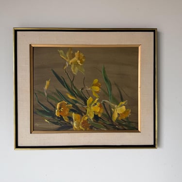 1970’s J. Schumacher Floral Still Life Oil on Board Painting – Framed 