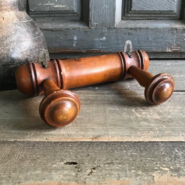 French Faux Bamboo Coat Hook, 2 Hooks, Mushroom Coat Hat Rack, Rustic French Farmhouse 