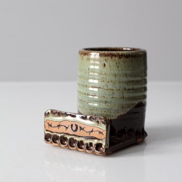 vintage handmade studio pottery desk valet 