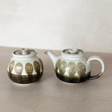 Vintage Studio Pottery Teapot & Jar Set 