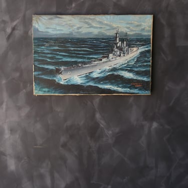 USS IOWA US navy Battleship oil painting signed F. Papaluca | Francesco Papaluca paintings for sale 