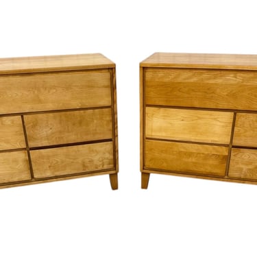 Mid-Century Modern Conant Ball Solid Maple Dressers - Set of 2 