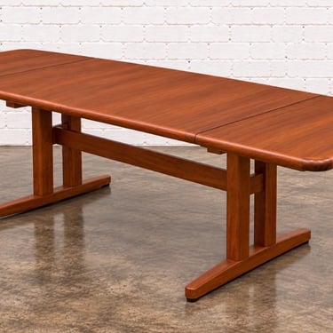 Mcm  teak oval extendable dining table 