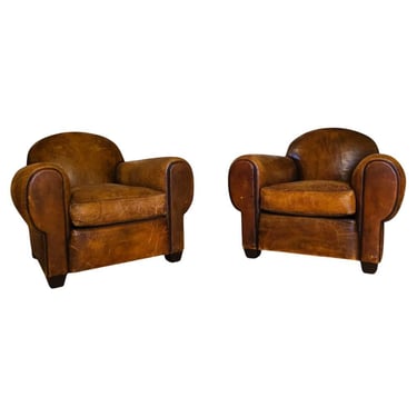 A Pair of Custom Normandy Club Chairs Attributed to Jean de Merry, 20th C.