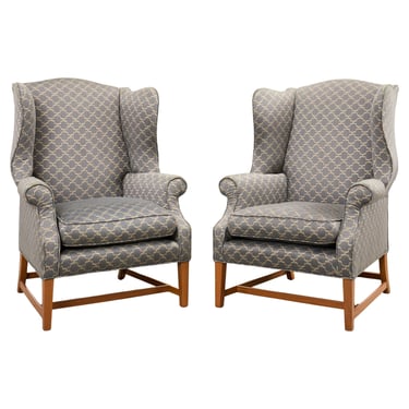 Pair of Midcentury English Georgian Style Wingback Chairs