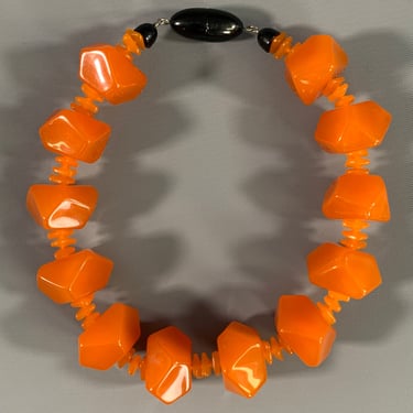 NO BRAND Orange Black Plastic Necklace