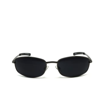 True Vintage 90s Wraparound Deadstock Black Oval Sunglasses 
