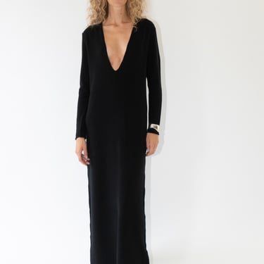Low V Neck Dress in Black