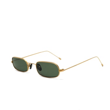 Authentic Vintage 1997 Pencil Thin Narrow Gold Rectangle Sunglasses 