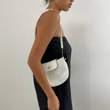 Vintage 60s Marchessa white patent leather shoulder clutch handbag shoulder purse